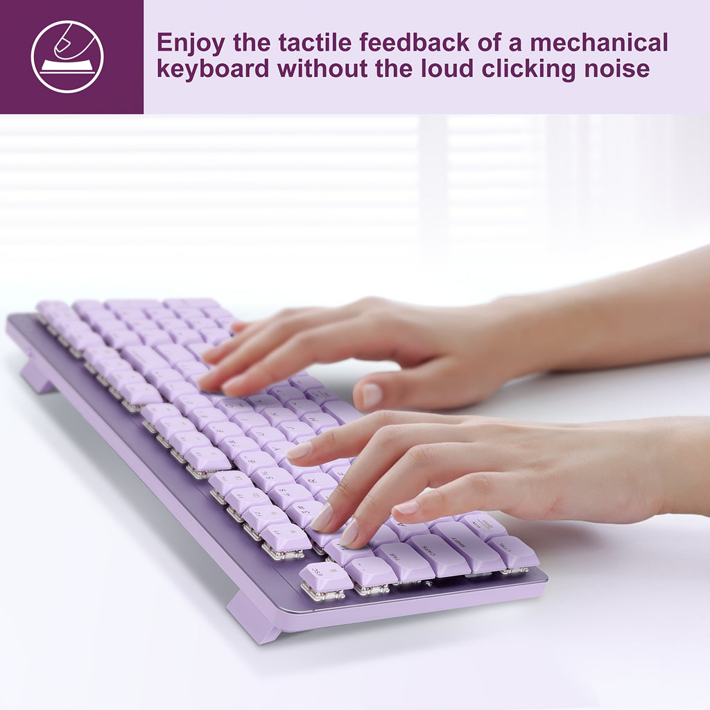 LeadsaiL FA98 Wireless Mechanical Keyboard And Mouse, 2.4Ghz Cordless Mechanical Keyboard And Silent Mouse, Low-Profile Red Switch, 98-Key Compact Slim 96% Keyboard for Windows/MacOS PC Laptop