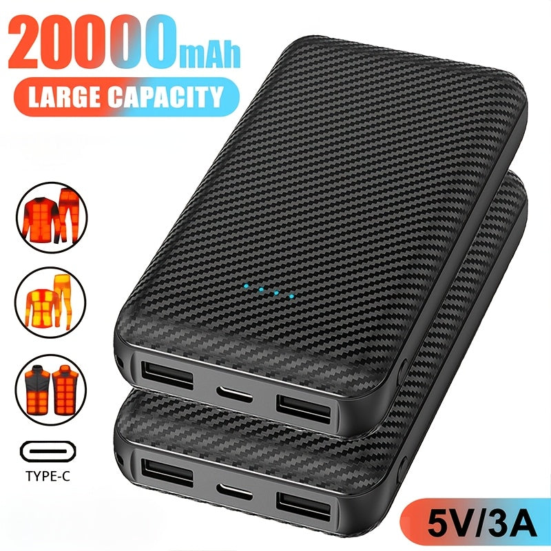 20000Mah Power Bank Heated Vest 5V 3A Output Power Bank Heated Jacket Battery Charger External Battery Winter Heating Scarf Socks Power Bank