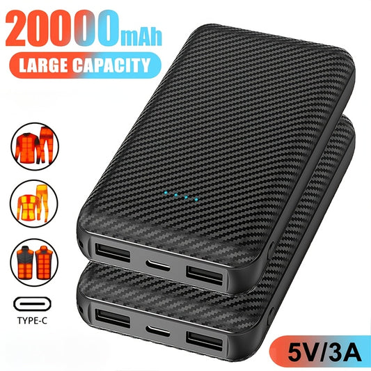 20000Mah Power Bank Heated Vest 5V 3A Output Power Bank Heated Jacket Battery Charger External Battery Winter Heating Scarf Socks Power Bank