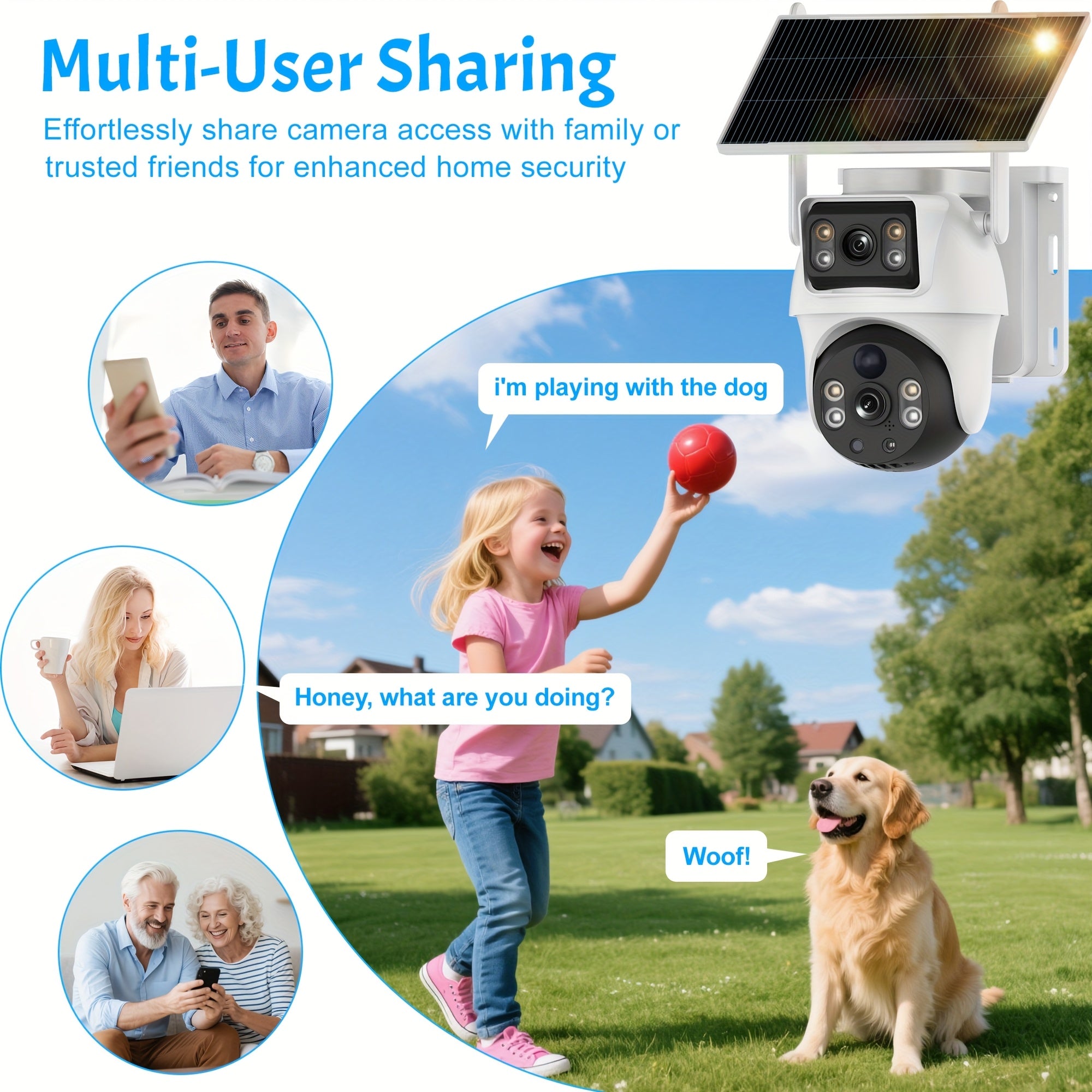 [For Home Security] 4G LTE Cellular 8MP Solar Safety Surveillance Camera With Solar Panel Pan Tilt 360° Viewing Angle Monitoring Dual Lens System SIM Card Included, PIR Motion Detection, Color Night Vision, Two-Way Audio, App Control For Home Security Onl