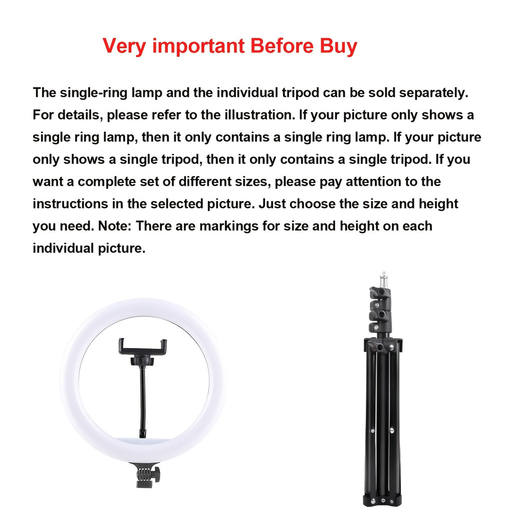 10/12'' Circular Selfie Ring Light, Desk Tripod And Phone Stand, Adjustable Height Ranging from 15 to 43 Inches, Dimmable LED Circular Light for Selfie Photography, Makeup, And Youtube