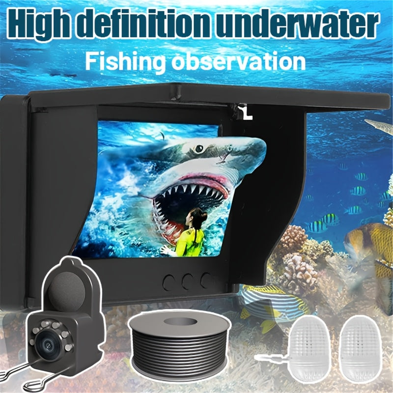 XHJ Upgraded Portable 4.3-Inch High Definition Underwater Fishing Camera with Triple Light Shielding And Night Vision, HD Camera And Bait Monitor, Complete Fishing Kit