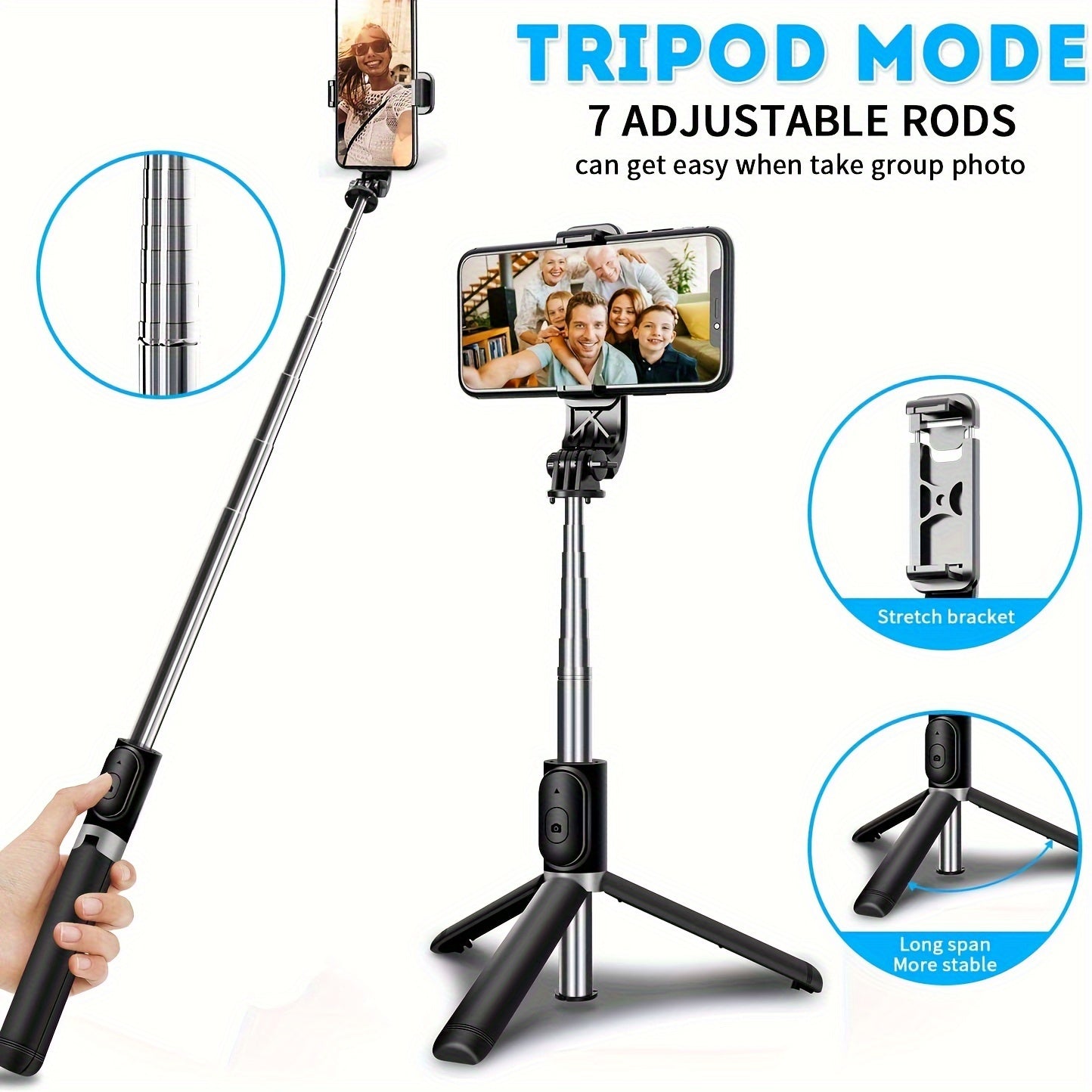 40 Inch Mobile Phone Tripod, Suitable for iPhone/Android Tripod And Selfie Stick Tripod, with Wireless Remote Control, Extendable Tripod Stand And Travel Tripod, The Strongest Mobile Phone Tripod Compatible with iPhone 15/14/13