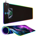 RGB Gaming Mouse Pad, Wireless Charging Desk Pad, Anti-slip and Wear-resistant Mouse Pad, Large LED Gaming Pad, Multiple Color Switching, PC Keyboard Pad
