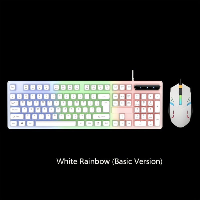 34 Lighting Effects True Mechanical Keyboard And Mouse Combo, High Aesthetic & Stylish, Hot-Swappable Blue Switches, Retro Style, USB Wired, for Desktop Laptop Windows Mac OS, Christmas Gift for Boyfriend Girlfriend