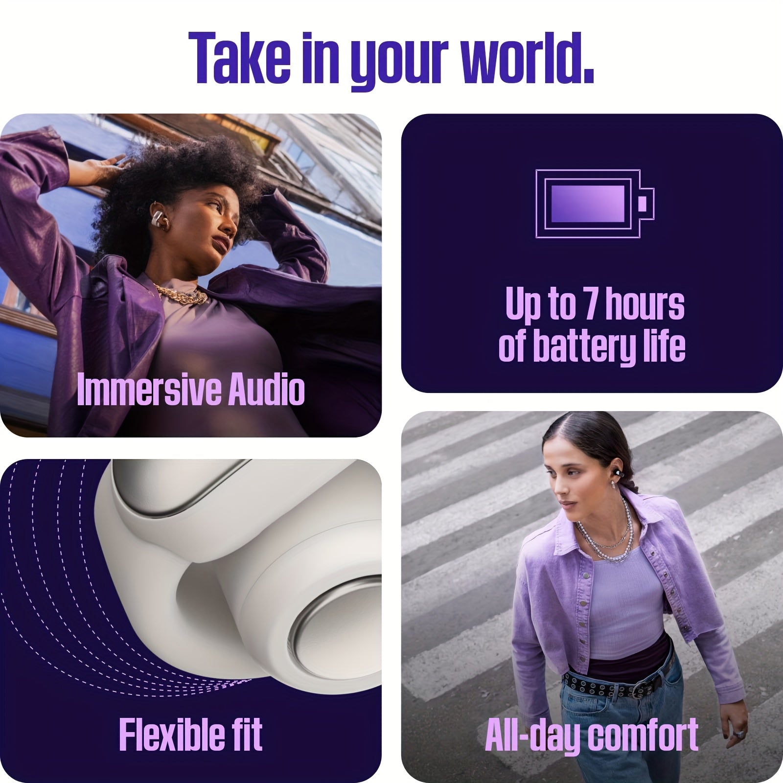 True Wireless Wireless Earbuds Featuring Openaudio for Situational Awareness, a Comfortable Clip-On Design, Immersive Sound Quality, And Up to 48 Hours of Playback Time, Available in a Limited Edition Chilled Lilac Color