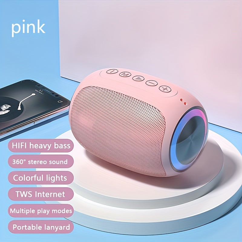 Foubeak Wireless Speaker, A Portable Speaker With Exceptional Sound Quality, A Pink Speaker With Colored Lights, A Dual-speaker Speaker, A Perfect Christmas Gift.