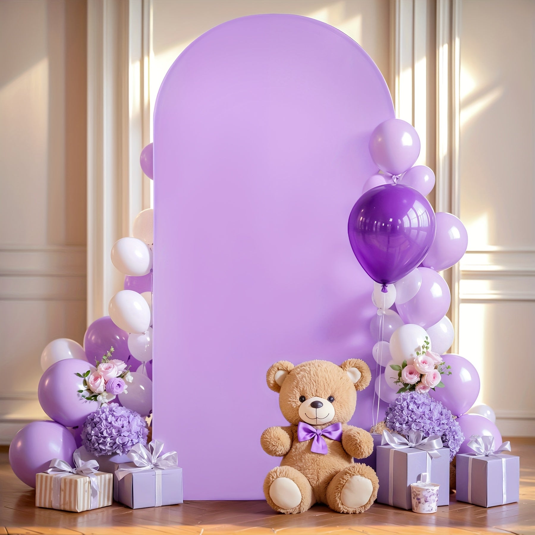 6ft Wedding Arch Cover Polyester Fitted Wedding Arch Stand Covers Round Top Backdrop Cover for Birthday Party Ceremony Banquet Decoration, Suitable for Wedding Ceremonies, Gender Reveals, Birthday Parties.