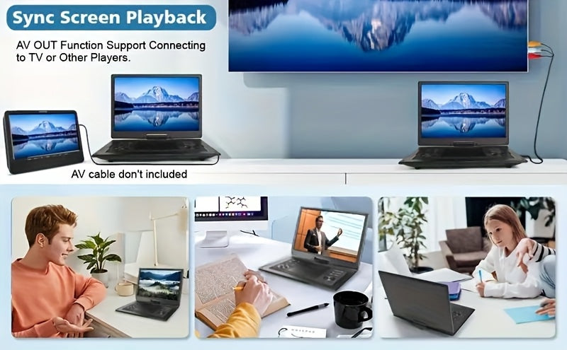 17.9" Portable DVD Player With 15.6" Large HD Screen, 4-6 Hours Rechargeable Battery, Dual Speakers, Region Free, Remote Control, Supports Multiple Disc Formats, USB/SD, Black