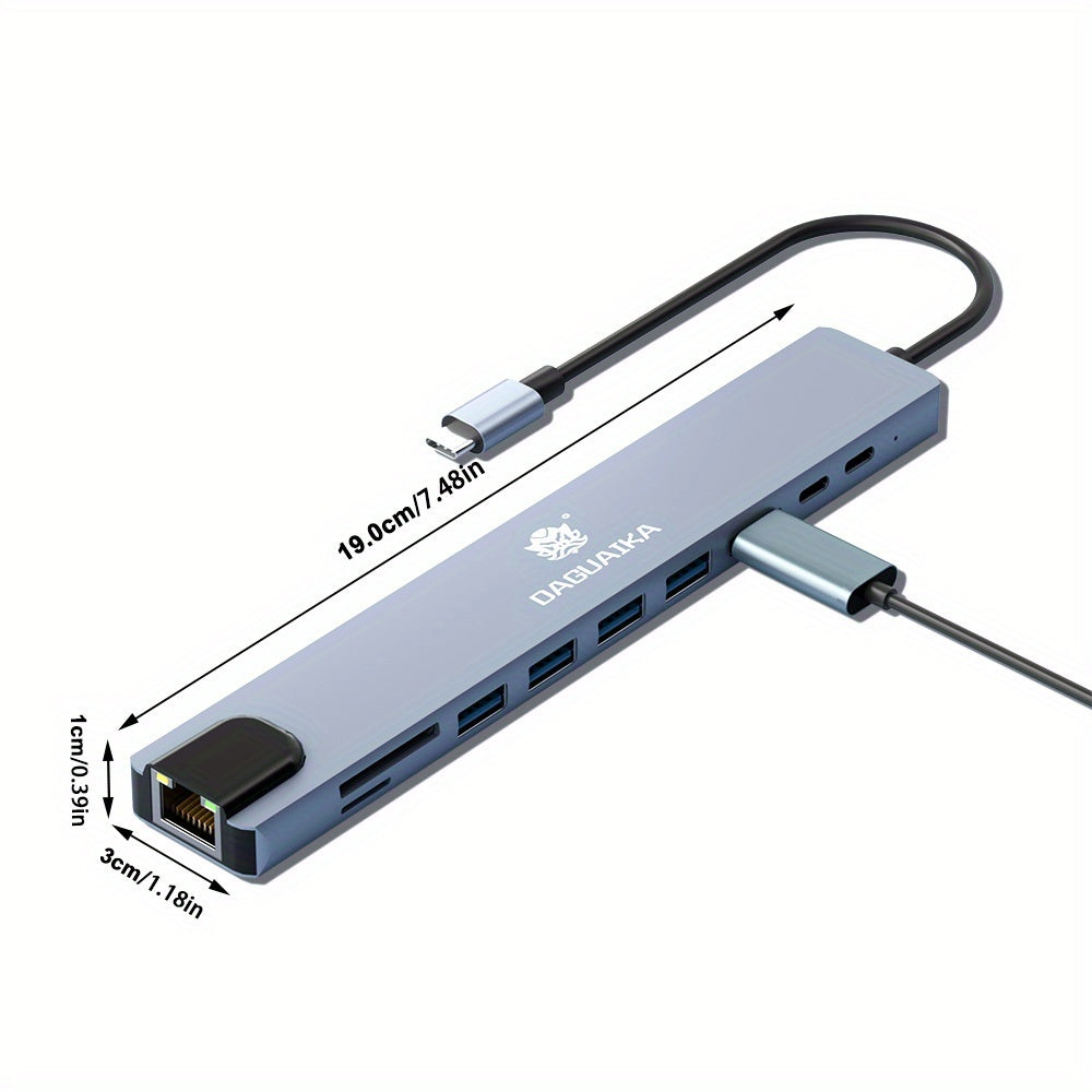 USB C Hub Ethernet HDTV Adapter 10 In 1 Laptop Docking Station With 4K HDTV RJ45 Ethernet SD/TF Card Reader USB 3.0/2.0 PD 100W LAN USB-C Dongle For MacBook Pro/Air Pad Pro, XPS, Etc