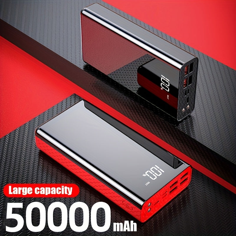 100000/50000mAh Portable Power Bank With Lighting, Fast USB Charger With LED Display, Flashlight And Emergency Power Reserve, Bidirectional Fast Charging, Can Charge Multiple Devices At The Same Time, Outdoor Camping Lights, Holiday Gifts