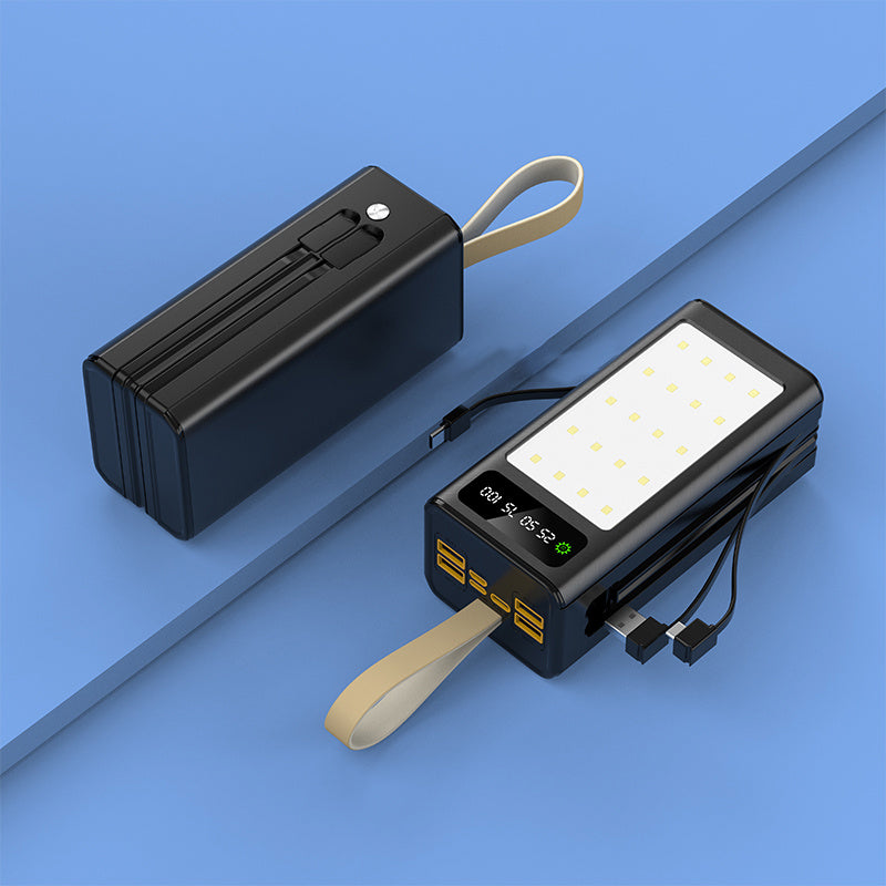 80000Mah Large Capacity PD22.5W Fast Charging Mobile Power Bank, Intelligent Digital Display And Multiple Output Ports, Comes with Four Data Cables/ Flashlight/ Lanyard, Portable Emergency Power Supply Device for Outdoor Travel/ Camping, Gift