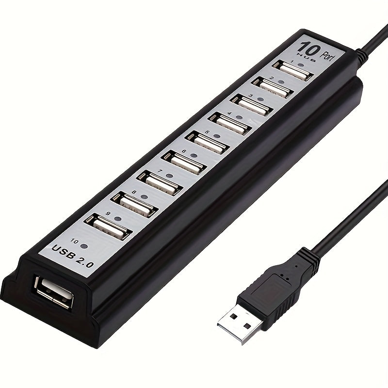 10-Port USB Hub Compatible for MacBook/PC/Laptop - High-Speed Charging & Data Transfer USB- Hub with 10-Device, Plug-and-Play Network Adapter (Compatible with USB Devices)