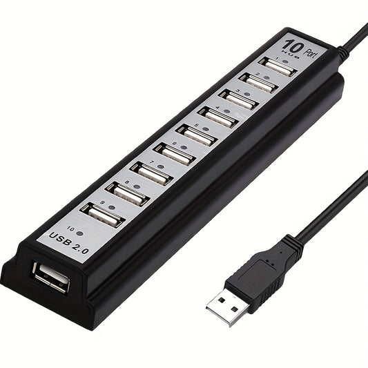 10-Port USB Hub Compatible for MacBook/PC/Laptop - High-Speed Charging & Data Transfer USB- Hub with 10-Device, Plug-and-Play Network Adapter (Compatible with USB Devices)