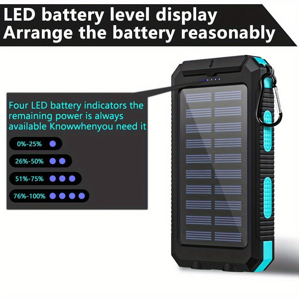 Solar Charger - 45800Mah Power Bank, Portable Solar Phone Battery Panel Charger, QC3.0 Dual USB Port Battery Pack Charger for All Cell Phones & Electronic Devices - Long Lasting, Travel Camping, LED Flashlight
