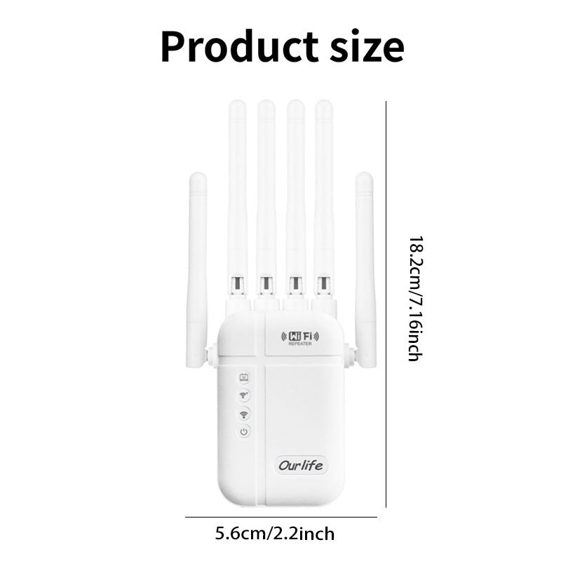 2026 New WiFi Booster, 1800Mbps, Suitable for Home 10000 Square Feet and 50 Devices Signal Enhancement, WiFi Signal Booster One Click Setting, Signal Amplifier with Ethernet Port, 6 Antennas for 360 ° Full Coverage