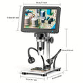 Dm9 7-Inch LCD Digital Microscope 1200X, 1080P Coin Microscope Magnifier, with 10 Adjustable LED Lights, 12MP Super Precise Focus Welding Microscope, Suitable for Adults, Can Connect to A Computer for Viewing, Men's Gift