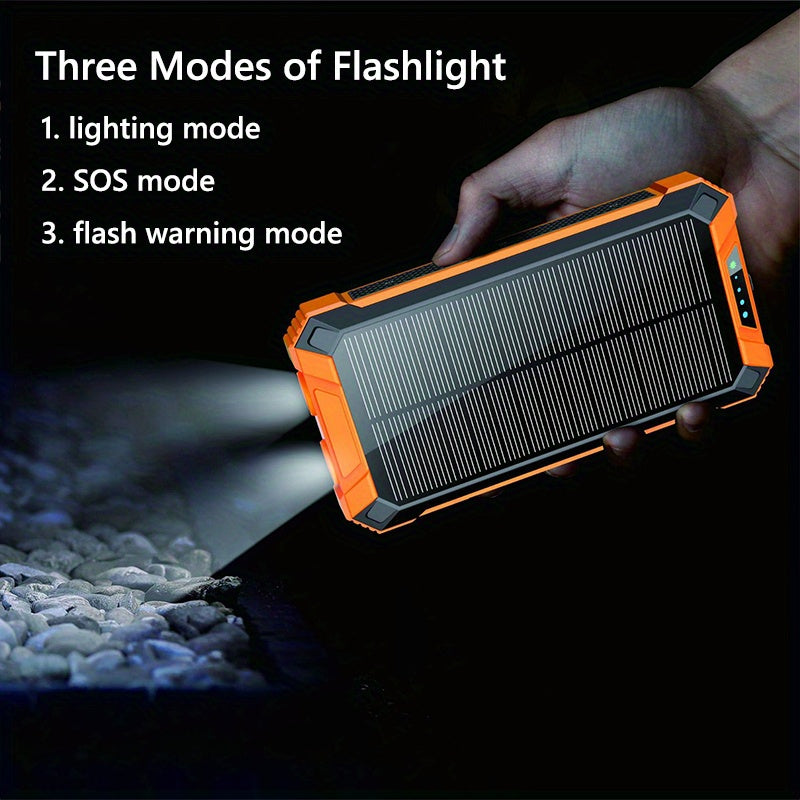 46800mAh Solar Charger Solar Power Bank Wireless Charging, with 4 Built-in Cables 15W Fast Charging External Battery Pack with USB C for Cell Phones, Solar Panel Charger with Dual Flashlight Perfect for Camping, Hiking for Outdoor Lovers