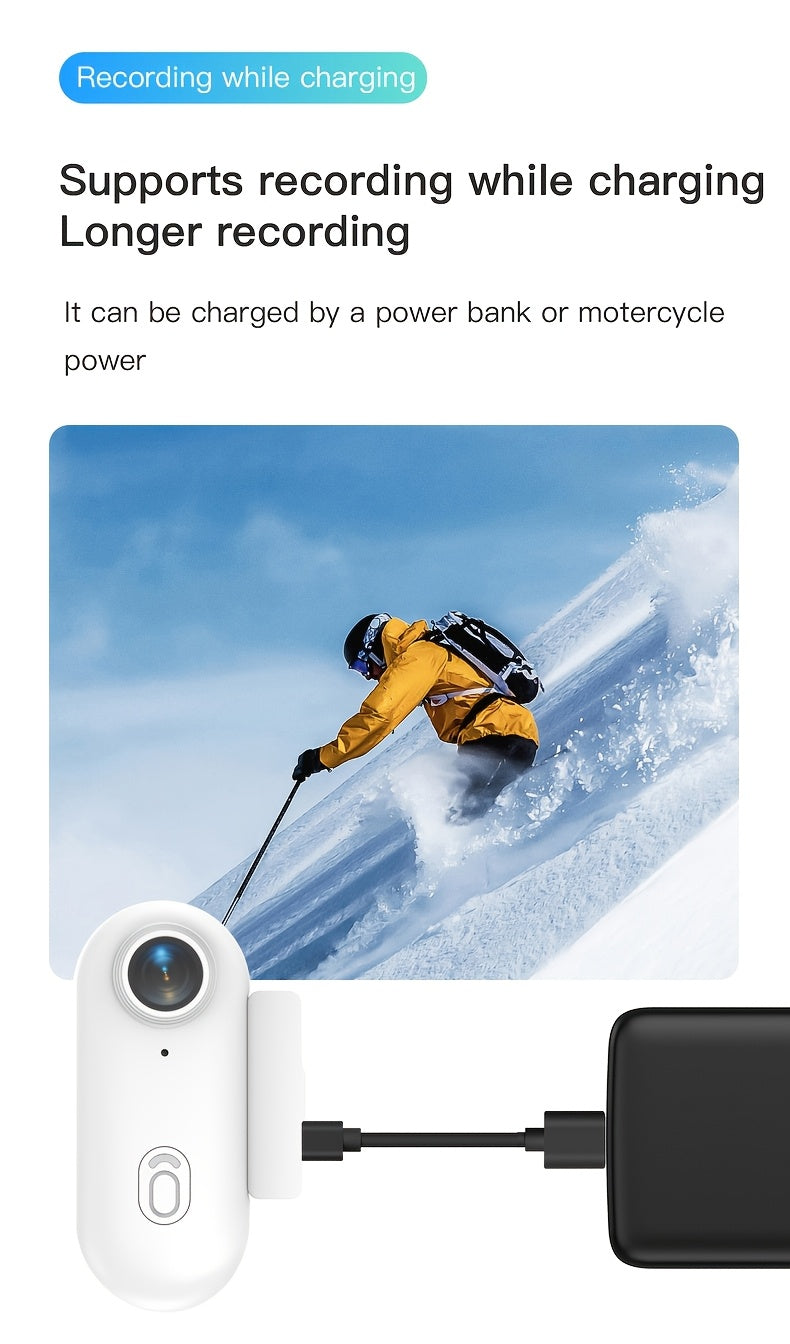 4K 1080P Thumb Action Camera, HD Sports Camera, Automatic Exposure, TF Card Compatible, 800mAh Battery, Rechargeable Lithium-Polymer, Ideal for Cycling, Hiking, Sports Enthusiasts