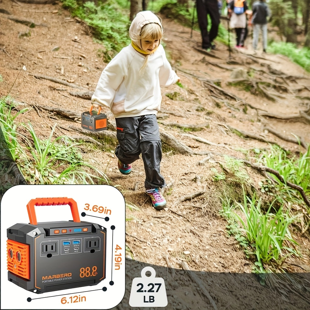 [Outdoor Camping, Gift] Portable Power Station 237Wh With 60W Solar Panel/88Wh And 30W Sl/111Wh And 30W SL, Or 88.8Wh/237Wh. With 2 X AC/USB-C PD/USB QC3.0/DC Output, LED Emergency Power Light For Outdoor Camping, RV Traveling, Emergencies For Gift