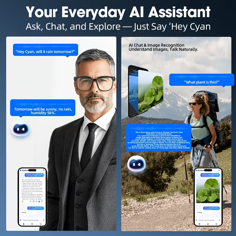 AI Smart Glasses with/without Camera Options, Touch Control, AI ChatGPT, Real Time Translation, 8MP HD Anti-Shake, Blue Light Protection, Noise Reduction Dual Mics, HD Recording & Wireless Calling, for Cycling, Driving, Fishing, Office, Travel FPV