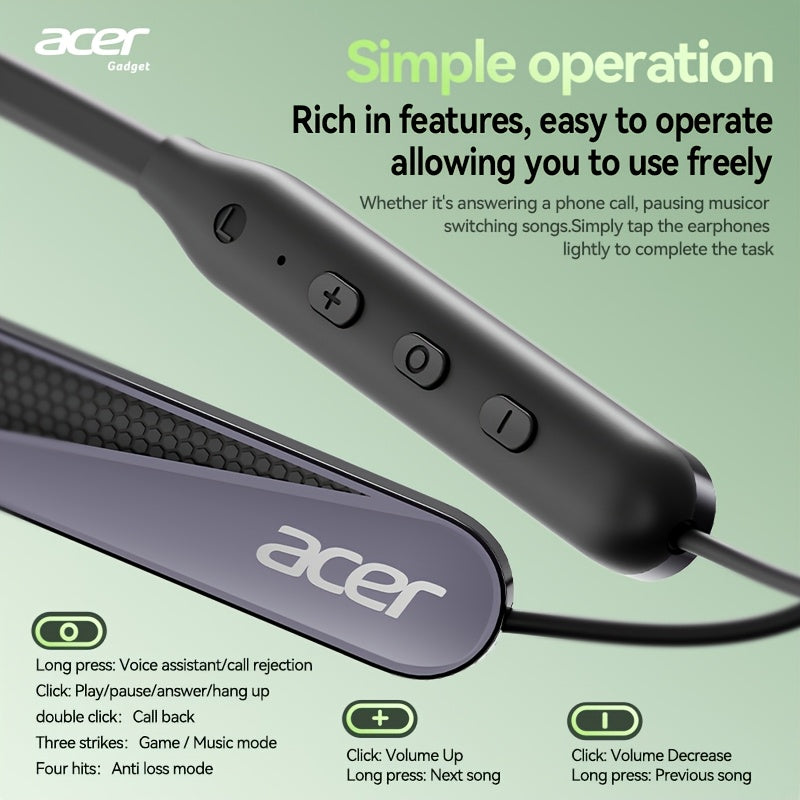 ACER Brand TWS Wireless Earbuds with Noise Isolation & Low Latency Gaming Mode, Wireless Stereo Sound, -C, Long Flight/Workout Battery Life, For/Iphone (Compatible with Smartphones, Tablets) - Ideal Gift for