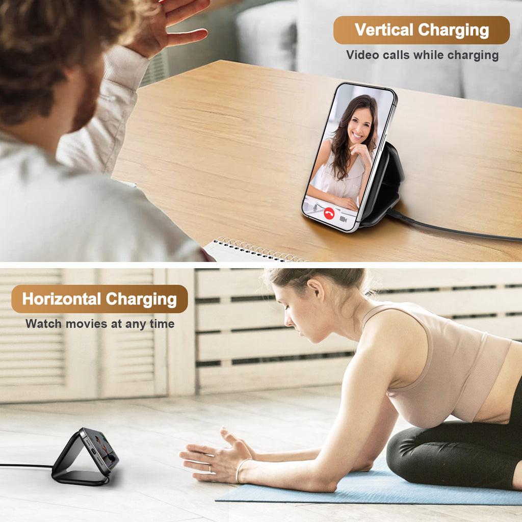 3-In-1 Magnetic Wireless Charger, Foldable Wireless Charging Station, Fast Charging Stand, Travel Charger Stand for Iphone 17/17 Air/16/15/14/13/12/Pro/Pro Max/Plus, for Iwatch 2-11 SE Ultra Series, for Airpods 2 3 Pro