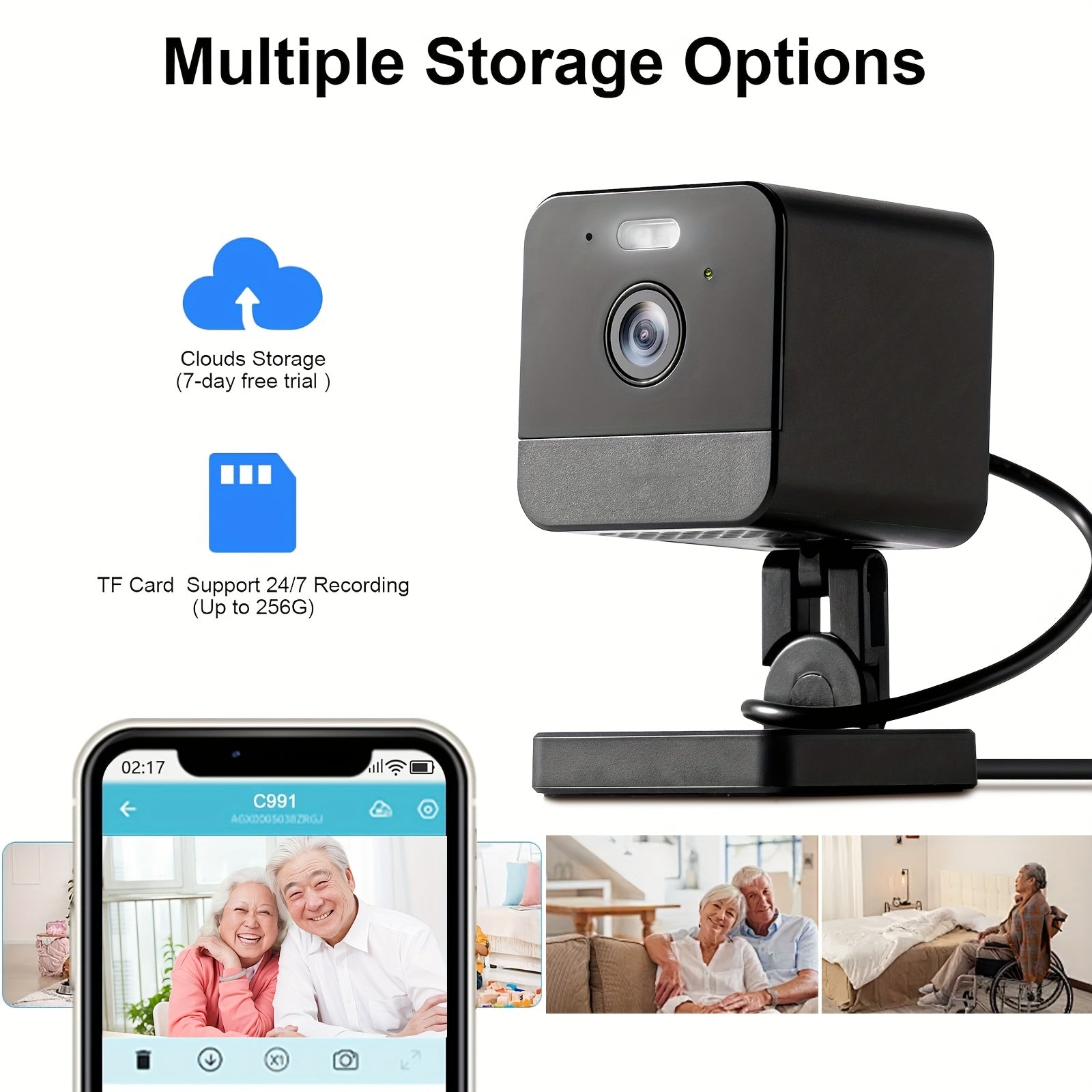Set of 4 Indoor Cameras Featuring Motion Detection, Dual-Band Wifi, Baby Monitoring Capabilities, Night Vision, Two-Way Audio, And Siren. It Supports Cloud Storage And Up to 256GB SD Cards