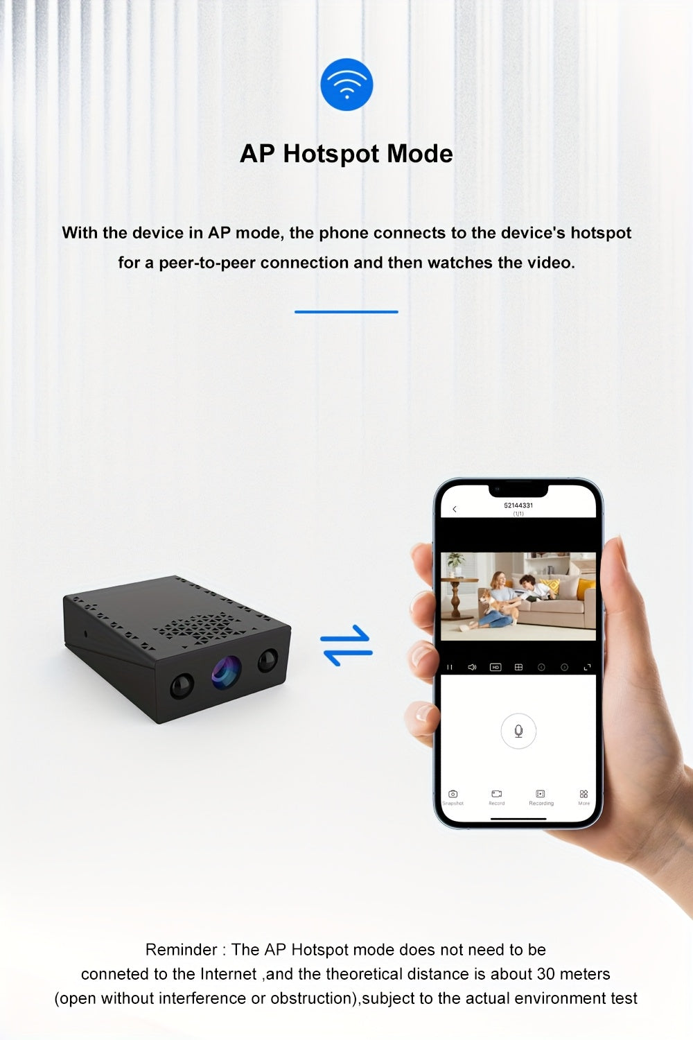 Full HD Mini Wireless Security Camera Night Vision Motion Detection Voice Recording Capability Built-In AP Hotspot No Internet Needed Easy Install Cloud Storage for Home Apartment Garage Porch Baby Pet Black Wireless Surveillance Camera