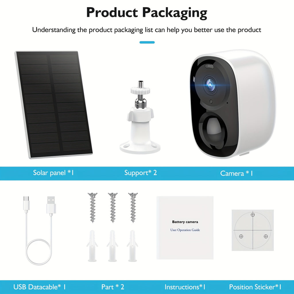 Solar Powered Outdoor Wireless Security Camera, 2K 3MP HD Video Resolution, Battery Powered CCTV Camera for Home Security,2.4GHz/5GHz Cloud/SD, No Monthly Fee, AI Motion Detection, Spotlight, Color Night Vision, 2-Way Audio