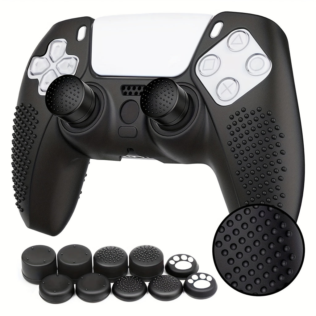 Silicone Cover Protector Case, Grip Protective Case, with 10 Thumb Grips Caps, Accessories Set for PS5 Controller