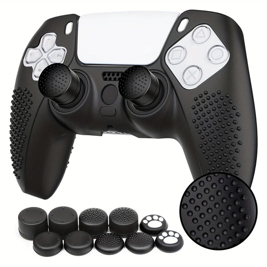 Silicone Cover Protector Case, Grip Protective Case, with 10 Thumb Grips Caps, Accessories Set for PS5 Controller