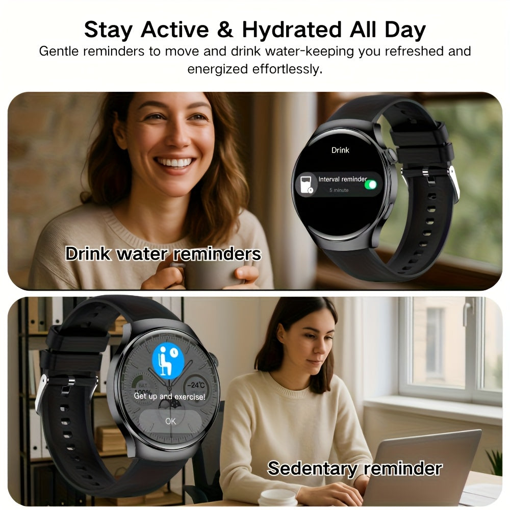 Watch 4 Pro Smart Watch Wireless Call, Smartwatch for Men Women, Weather Alerts, Music Playback Control, Message Notifications, Step Counter, Calorie Tracking, Men'S Business Style Smart Watch, Compatible with Android And Iphone