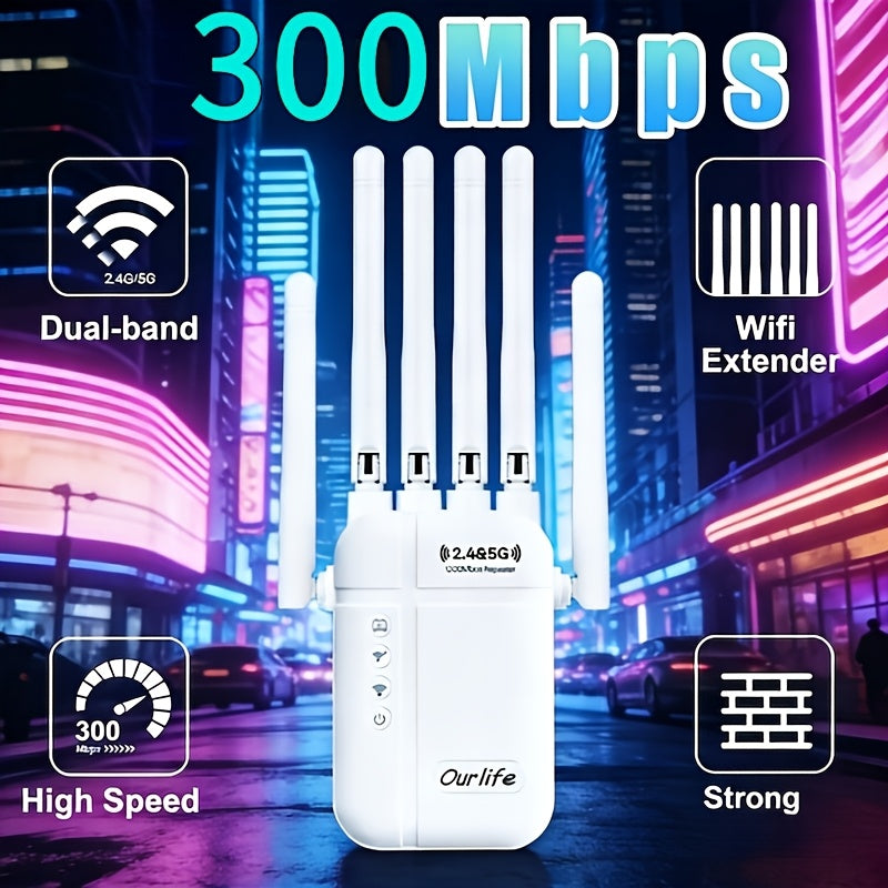 2026 Latest Model Black Ultra-High-Speed Internet, 4 Modes Application Connection, 6 Antenna-Powerful, 6 Gain Antenna, US Standard Plug, More Powerful, Wider Coverage, Extensive Compatibility, Connect Up to 105 Devices Network Coverage Up to