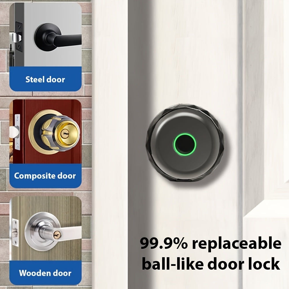 Smart Fingerprint Door Lock Handle - Smart Door Lock With Handle 3 In 1 With IC Card/Key/100 Fingerprint Biometric Electronic Keyless Door Lock For Bedroom Home Hotel Office Easy Installation Black.