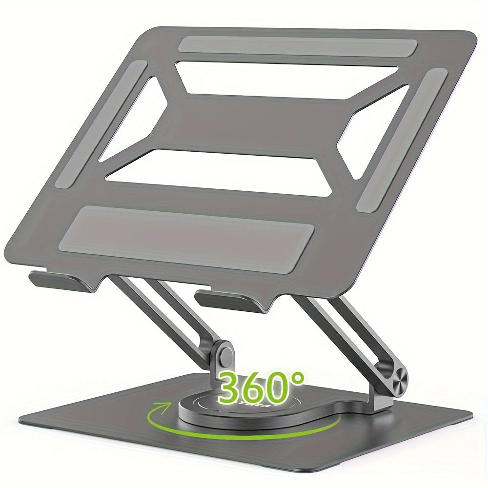 Sturdy Metal Adjustable Ergonomic Laptop Stand for Desk | 360° Rotating Base & Foldable Design, 360° Adjustable Angle, Compatible with MacBook Pro/Air & 17-inch Notebooks, Portable Workspace Enhancer | Durable Iron Construction