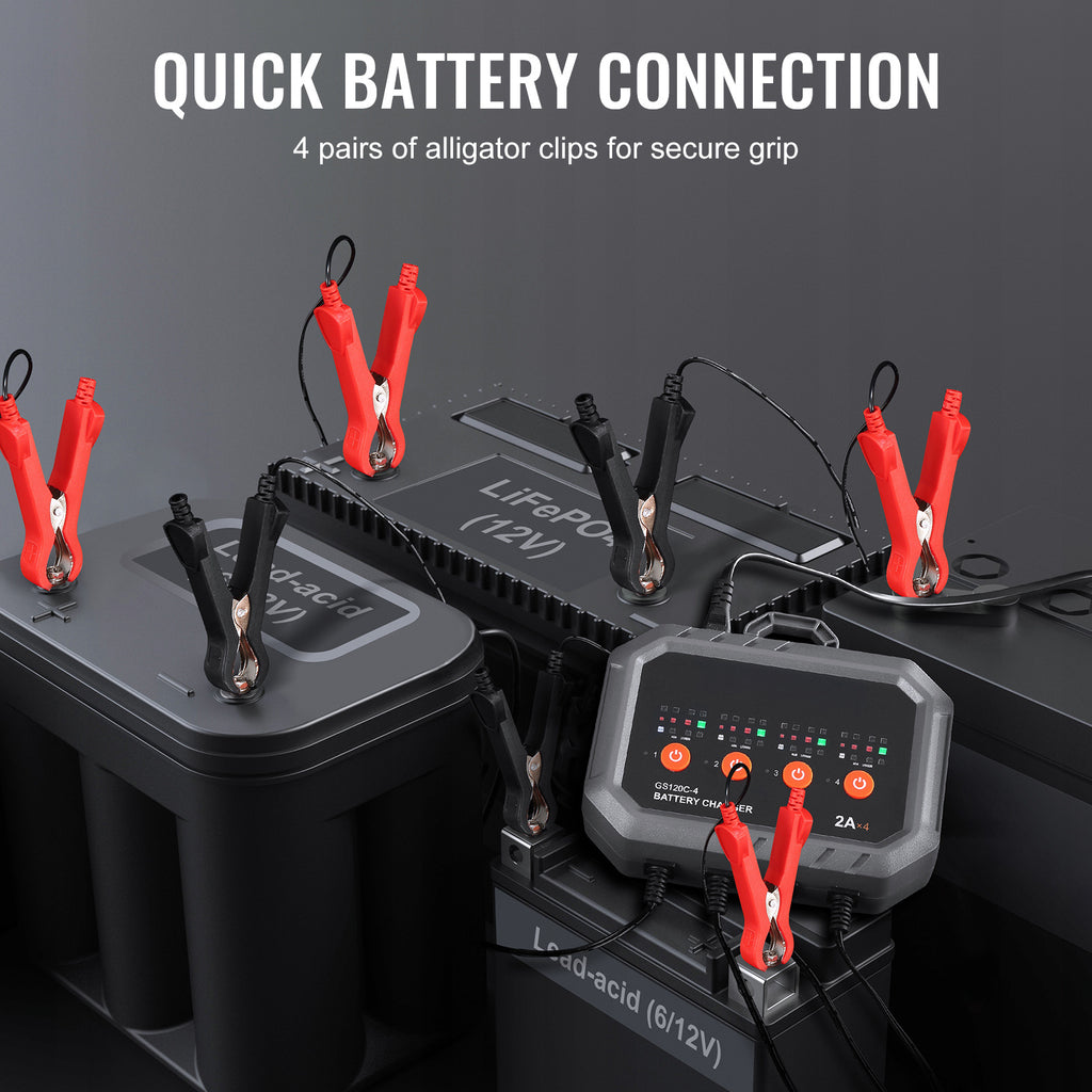 VEVOR Intelligent Charging Unit, 8A, Compatible with LiFePO4 & Lead-Acid (AGM/Gel/SLA) Batteries, Auto Charger & Maintainer for Boats, Motorcycles, Lawn Mowers, Golf Carts, and Marine Applications