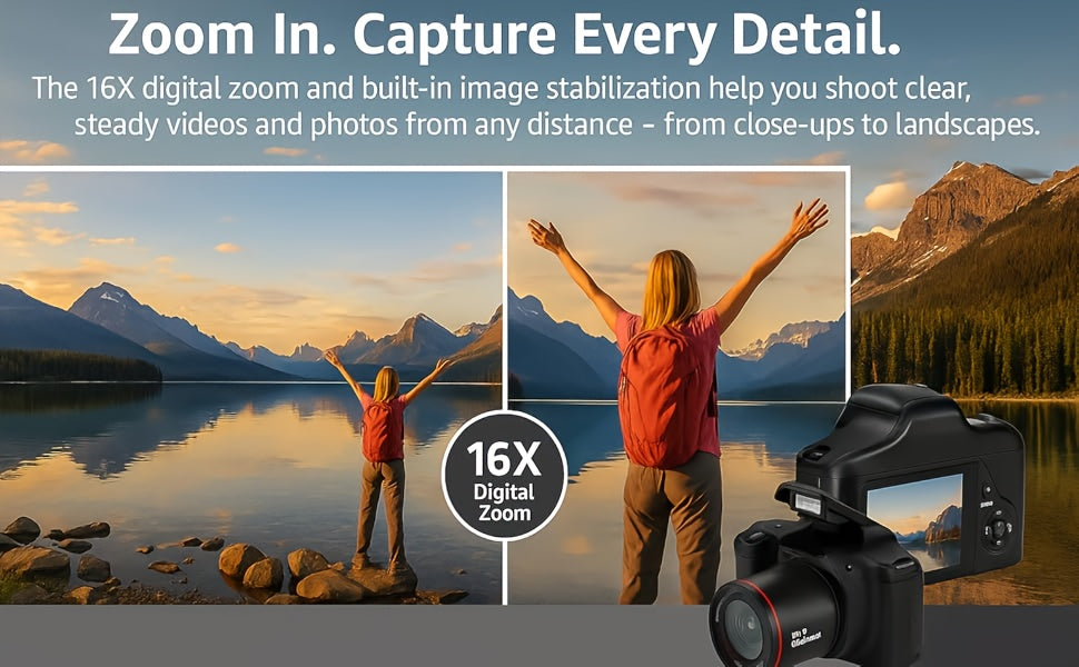 Gift for You! Digital Camera for Photography with 2.4 Inch LCD Screen, 16X Digital Zoom, 1080P Mini Vlog Camera with 9.88mm Wide-Angle Lens, Cool Stuff & Travel Essentials, Easy to Operate, Ideal Gift for Men Women