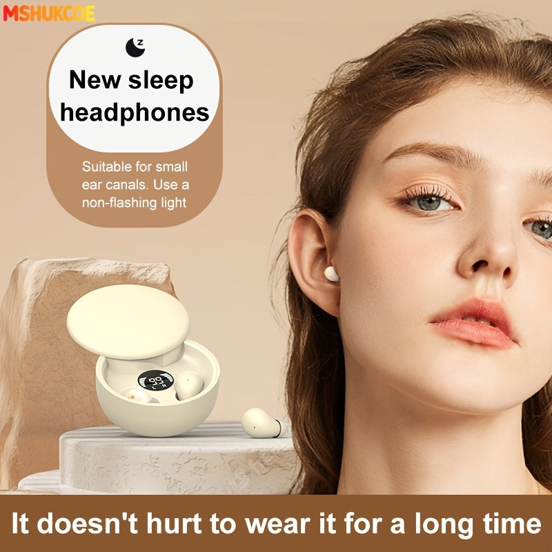MSHUKCOE Invisible Sleeping Headphones - Ultra Small Mini In Ear Sport 6.0 Bluetooth Wireless Earphones, 6D Bass Sound Effect HIFI Music Earbuds, Low Latency, Dual Noise Reduction, And Sleep/Game Mode, Birthday Gifts for Couples, Students, And Adults