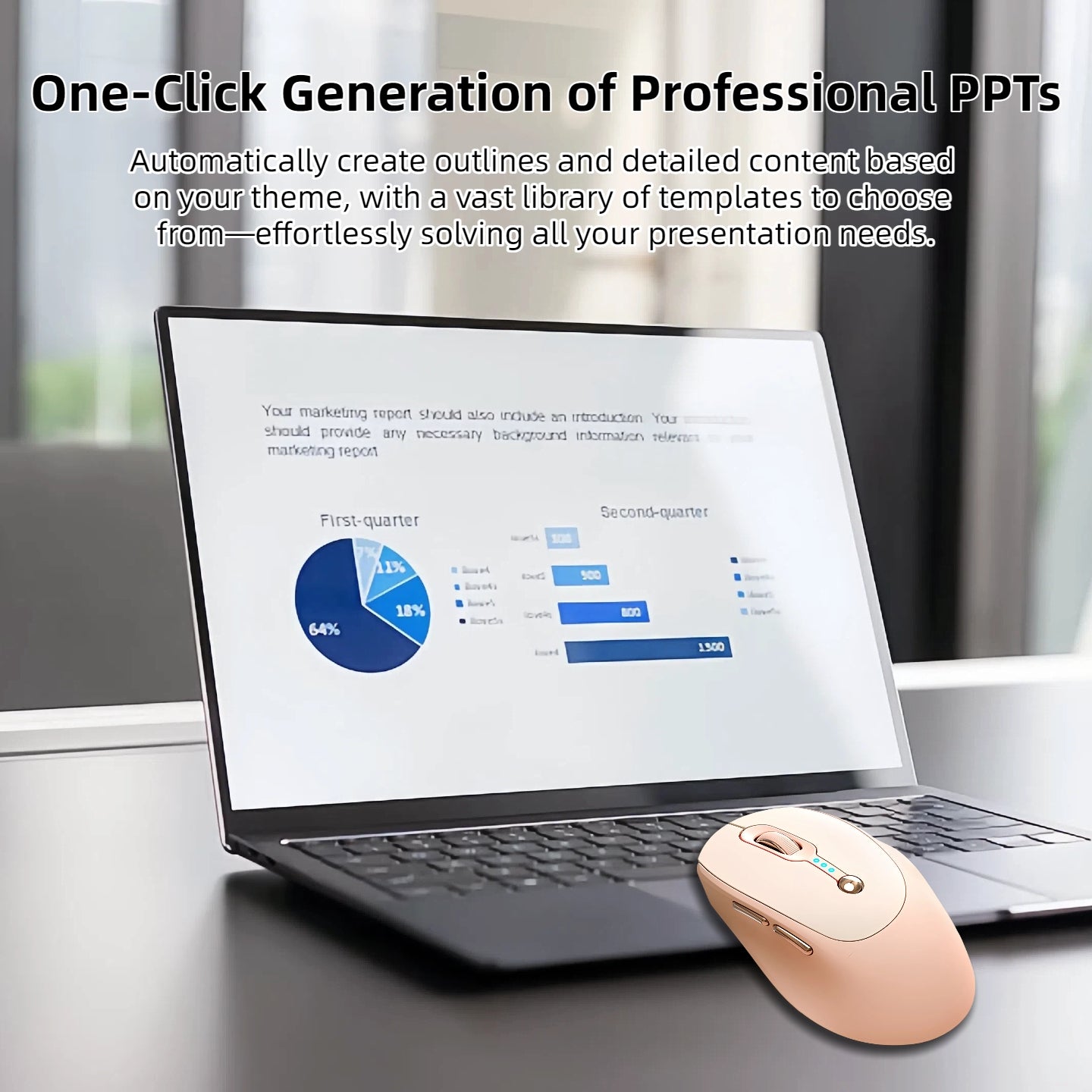Next-Gen AI Voice Wireless Mouse, Includes Smart AI Office Assistant, One-Click Voice-to-Text Input, Multi-Language Real-Time Translation, AI Writing & PPT Creation, T-WOLF Silent Wireless + 2.4G Dual Mode, Rechargeable With Battery Display