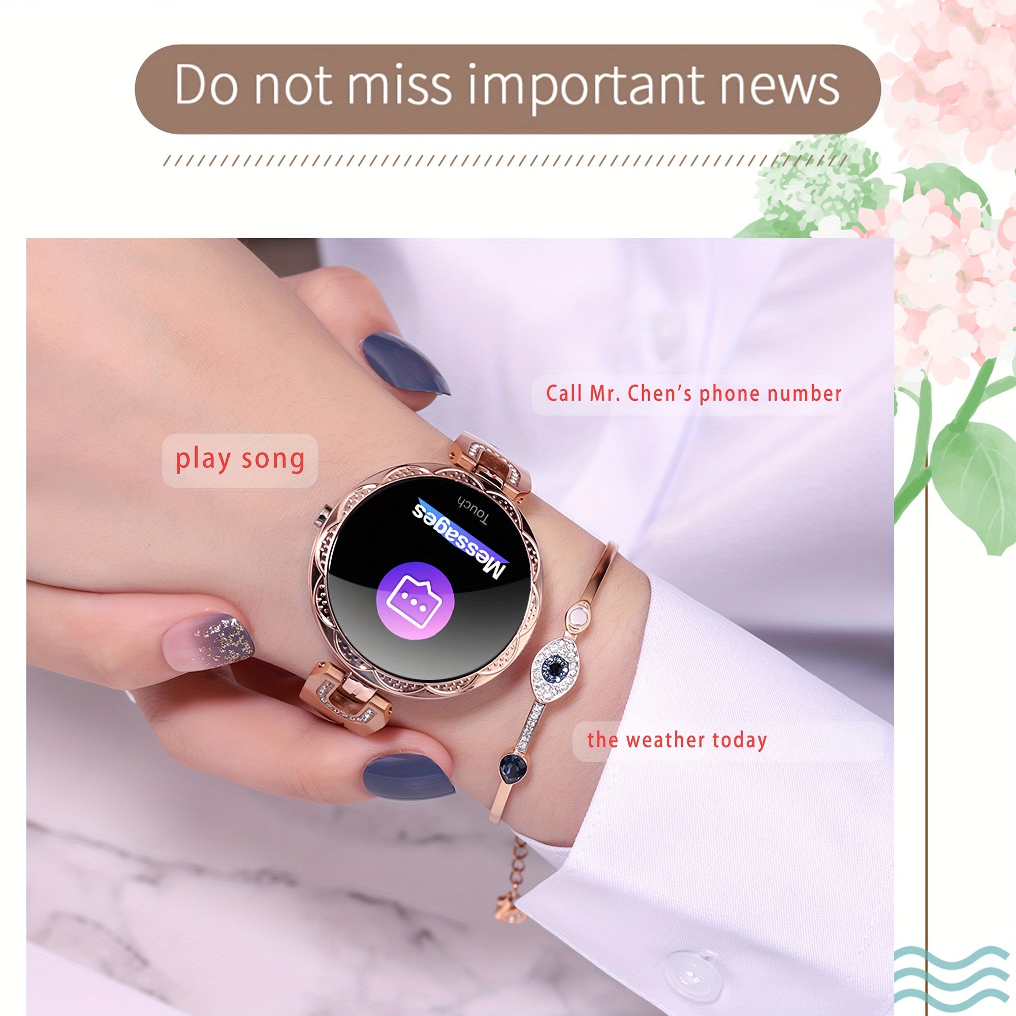 2024 Stylish Diamond Smartwatch Featuring a 1.09 Inch Full Touch Display, Calling Capabilities, Over 100 Sports Modes, Step Tracker, And Calorie Tracker. A Chic Smartwatch Collection for Women Adorned with Rhinestones