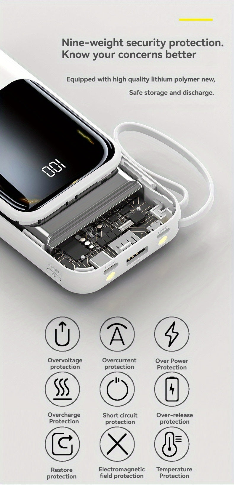 2026 New Model, 21000mAh Mini Power Bank, 5W Slow Charging - 22.5W Fast Charging Power Bank, Ultra-thin LED Display Mobile Charger, Compact External Battery Pack Phone Charger, Holiday Gift, High-capacity Power Bank, Compatible with Various