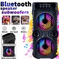6600W Dual 3 Inch Wireless Speaker with LED Lights Colorful Lighting Effects Supports USB TF Card FM AUX Long Playtime Suitable for Christmas Parties Valentine'S Day Gifts Graduation Events Outdoor Concerts Desktop Gaming Disco Nights Compact Design