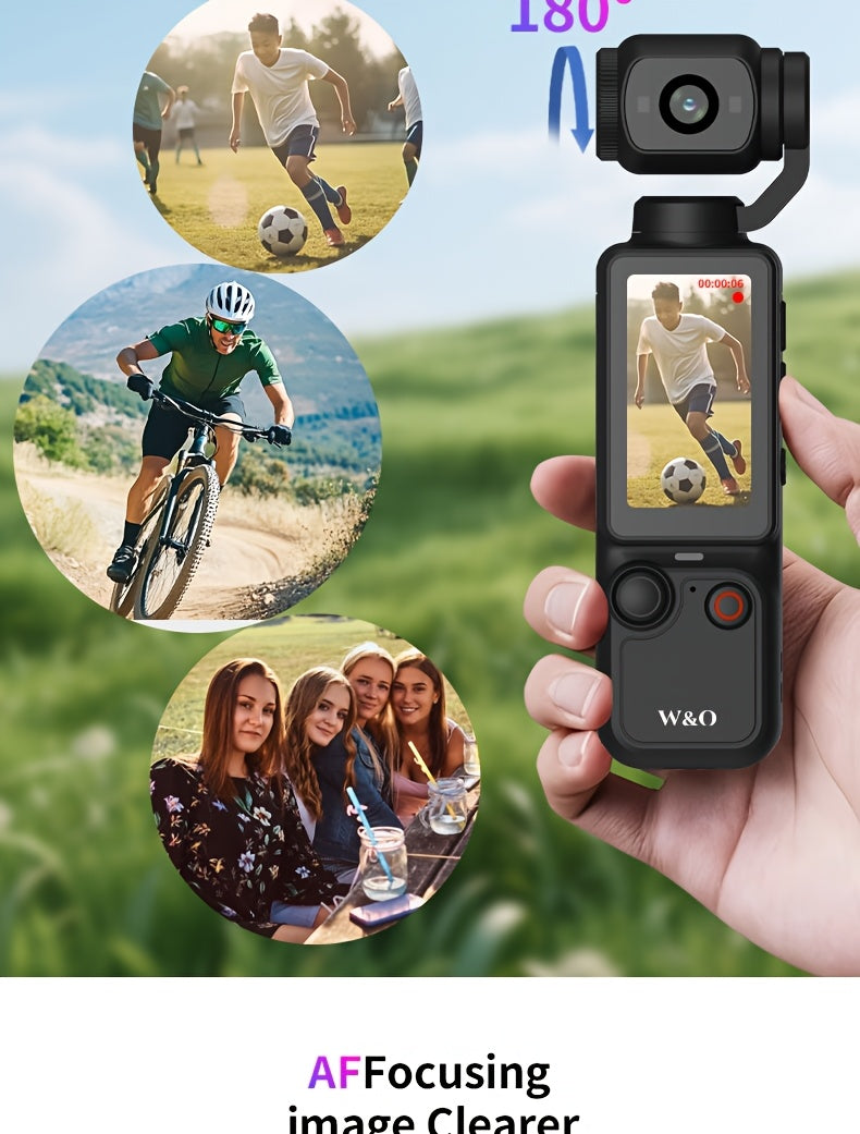 4K UHD 180° Rotating Lens Anti Shake Action Camera with 1.9 Inch Screen, Vlogging Camera, 2000mAh Battery, Lightweight for Vlogging & Travel - Perfect Gift for Halloween & Christmas, Vlogging Equipment, Sleek Design, Durable Construction
