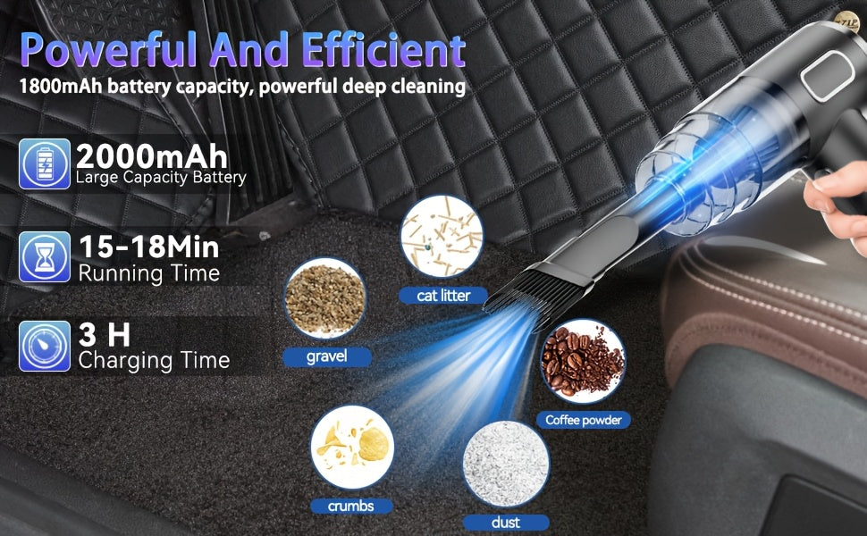 [Belibuy Wireless Mini Vacuum] Belibuy Wireless Mini Vacuum Cleaner | Cordless Handheld Vacuum with Strong 3KPa Suction, USB-Powered, Portable Compact Design, Long Reach Tube & Brush Heads, Lightweight for Car, Home, Office, Electronics - Ideal for Small