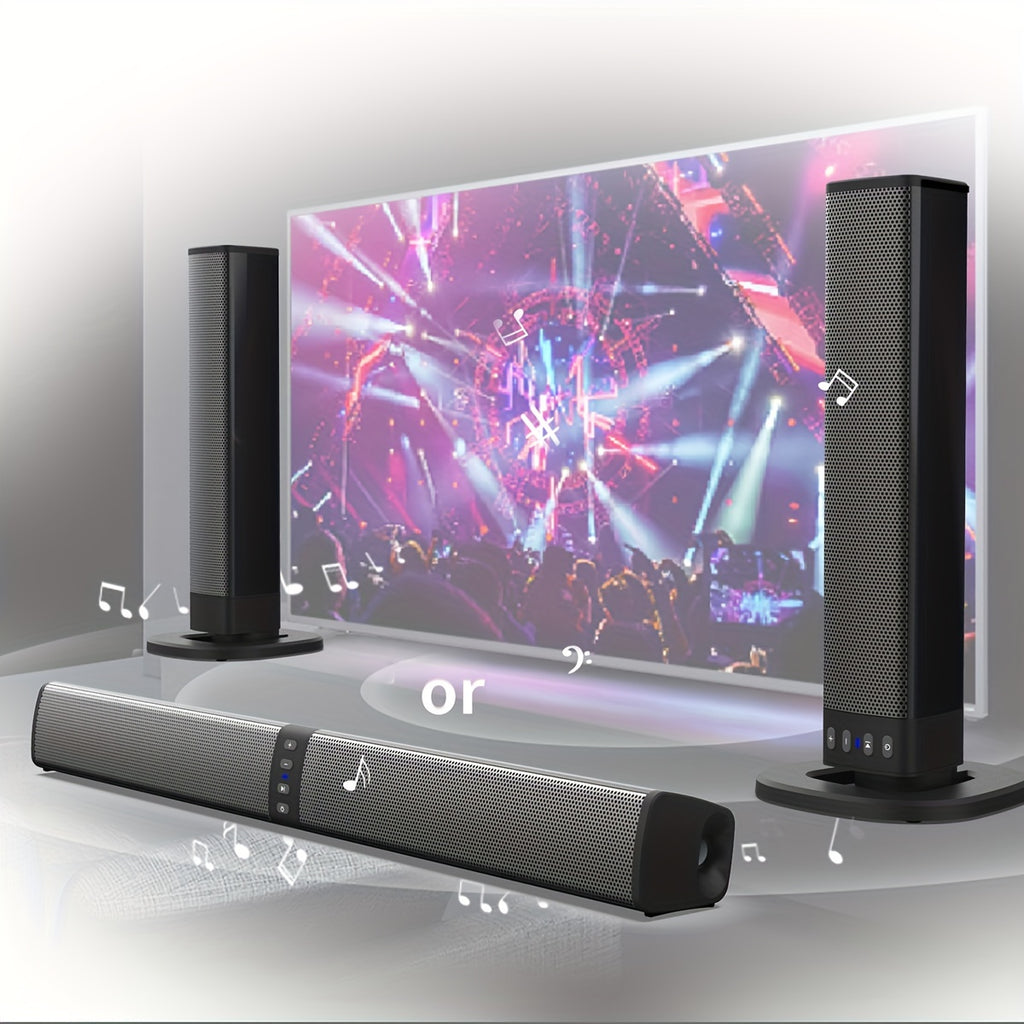Sound Bar for TV with Subwoofer, 20W, Detachable Wireless TV Soundbar 3D Surround Sound System TV Speaker for Home Theater Audio, TF/AUX/FM/RCA, Movie, Game