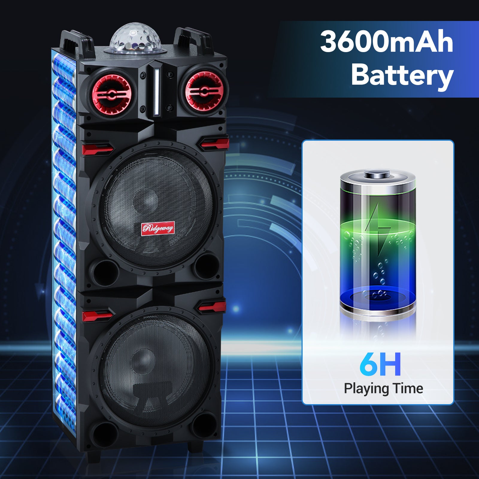 Sound Portable Party Bluetooth Speakers Loud Sound Powerful, DJ Sound Stereo Loud Bass Karaoke Machine with Sound Reactive Party Lights, USB/SD Input and Telescopic Pull Rod, Remote Control