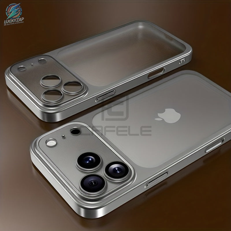 Phone Case: Luxury Matte Transparent Wireless Charging Phone Case for iPhone 12/13/14/15/16/17 Air Pro Max with Shockproof Lens Film and Clear Back Cover
