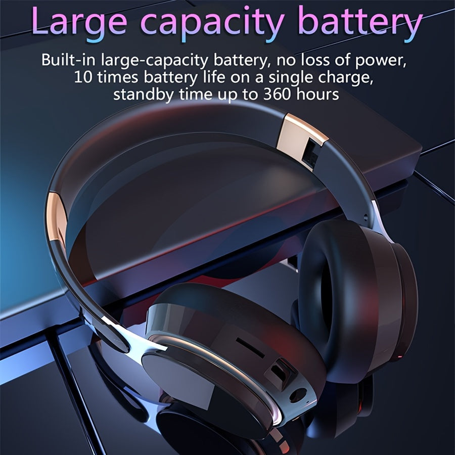Wireless Wireless Over-Ear Headphones with Built-in Mic, Foldable & Compatible for PC/Tablet/Smartphone - HD Sound Quality, Compatible for for school, Travel, Gaming Headphones