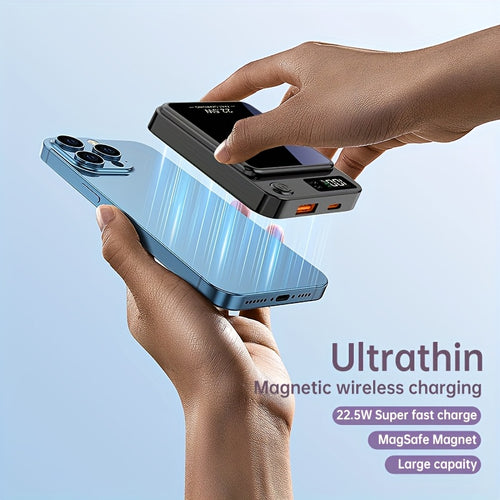 10000/5000Mah Power Bank Portable Wireless Charger, 22.5W PD And QC Fast Charging, Magnetic Wireless Charging Pack, USB Type-C, LED Power Display, Rechargeable Lithium Polymer Battery for Android/Iphone Devices